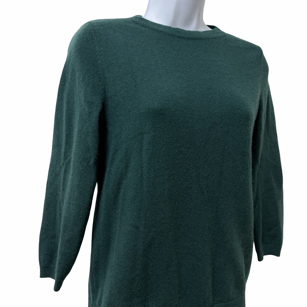 TALBOTS Womens Soft 100% Cashmere 3/4 Sleeve Sweater Size MP Green Quiet Luxury - Picture 3 of 6